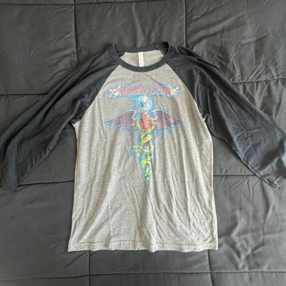 Motley Crue Henley Style Baseball T Shirt